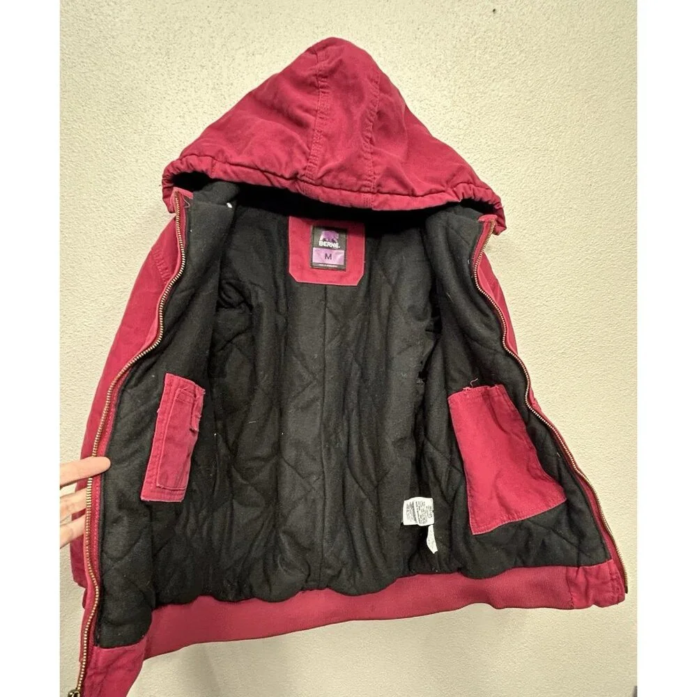Berne canvas Coat Jacket Youth Girls MEDIUM 10-12 Pink Insulated Duck Chore Hood